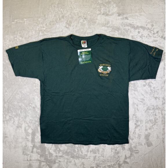 Vintage Memorial Stadium Hallowed Ground Green Dye T-Shirt MLB BASEBALL NOS XL - Picture 1 of 8